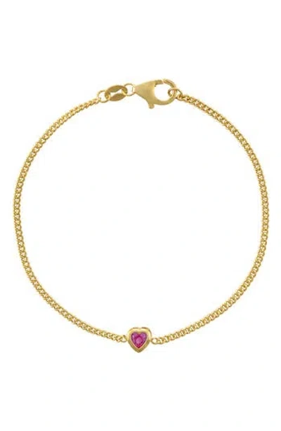 Fzn Heart Charm Bracelet In Pink Sapphire