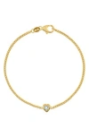 Fzn Heart Charm Bracelet In White Sapphire