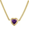 Fzn Heart Charm Necklace In Amethyst