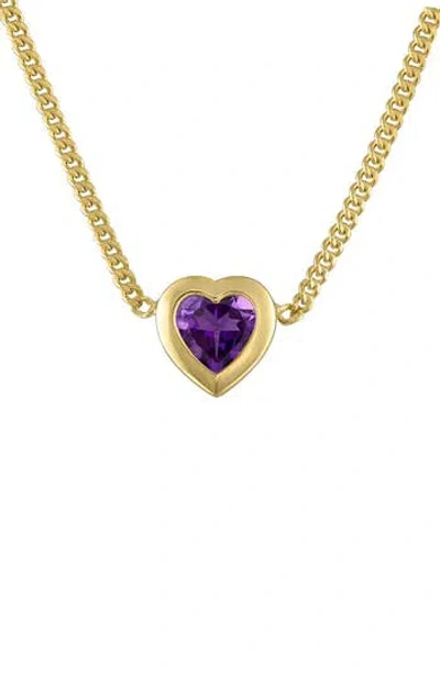 Fzn Heart Charm Necklace In Amethyst
