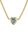 Fzn Heart Charm Necklace In Aquamarine