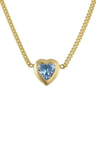 Fzn Heart Charm Necklace In Aquamarine