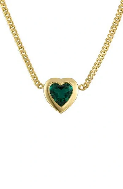 Fzn Heart Charm Necklace In Green