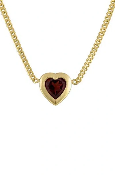 Fzn Heart Charm Necklace In Garnet