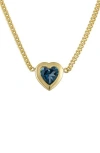 Fzn Heart Charm Necklace In London Blue Topaz