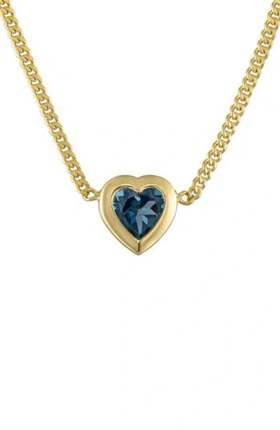 Fzn Heart Charm Necklace In London Blue Topaz