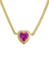 Fzn Heart Charm Necklace In Pink Sapphire