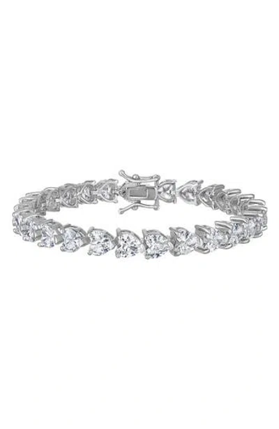 Fzn Heart Cubic Zirconia Tennis Bracelet In White