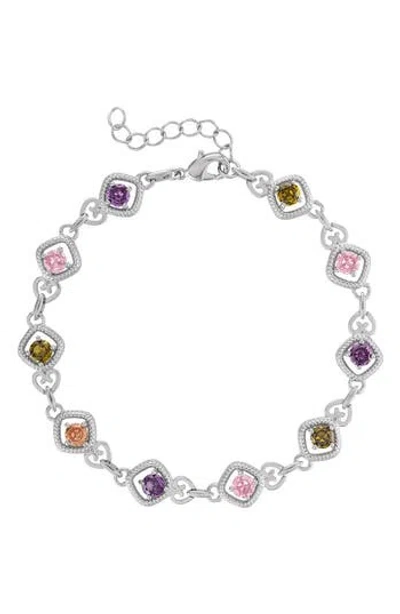 Fzn Heart Link Cubic Zirconia Bracelet In Metallic