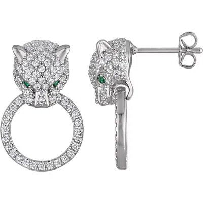 Fzn Jaguar Cubic Zirconia Hoop Earrings In Brown
