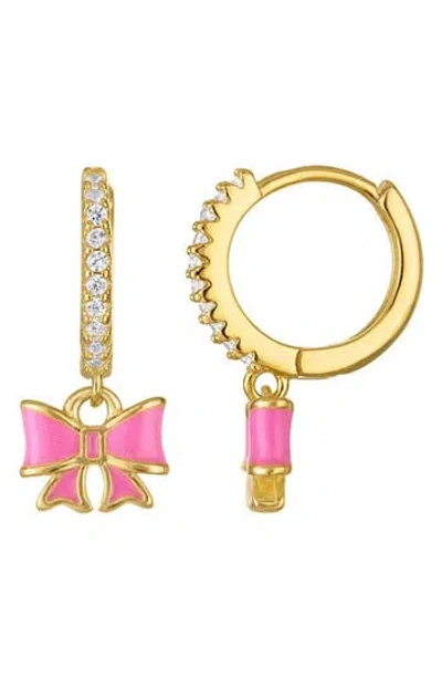 Fzn Kid's Bow Charm Huggie Hoop Earrings In Multi