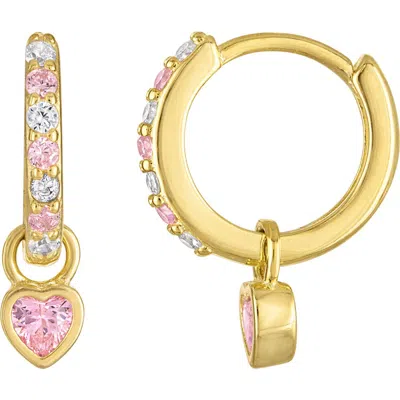 Fzn Kid's Cubic Zirconia Huggie Hoop Earrings In Yellow