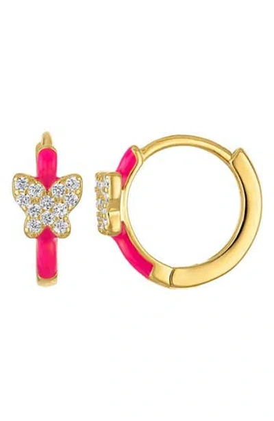 Fzn Kid's Cubic Zirconia Huggie Hoop Earrings In Yellow