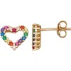 Fzn Cubic Zirconia Heart Stud Earrings In Yellow