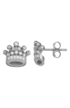 Fzn Kids' Cubic Zirconia Crown Stud Earrings In Silver
