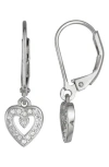 Fzn Kids' Cubic Zirconia Heart Lever-back Earrings In White
