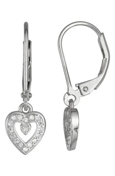 Fzn Kids' Cubic Zirconia Heart Lever-back Earrings In White