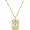 Fzn Kids' Cubic Zirconia Pavé Dog Tag Pendant Necklace In Yellow