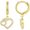 Fzn Kids' Cubic Zirconia Pavé Heart Huggie Hoop Earrings In Gold