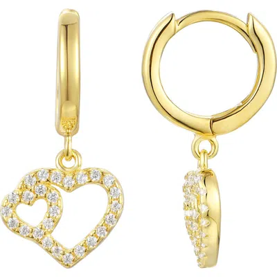 Fzn Kids' Cubic Zirconia Pavé Heart Huggie Hoop Earrings In Gold