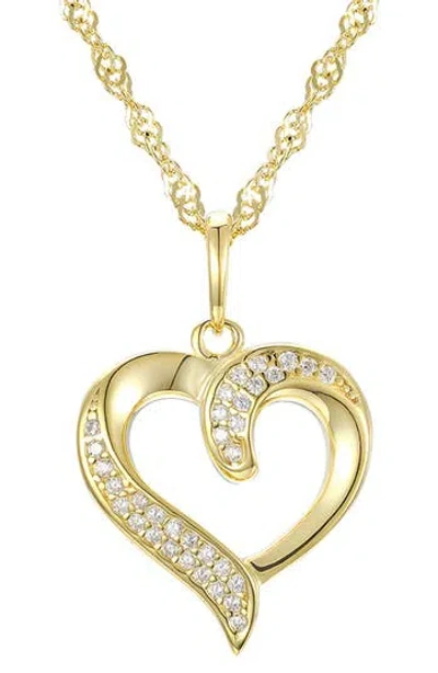 Fzn Kids' Cubic Zirconia Pavé Heart Pendant Necklace In Gold
