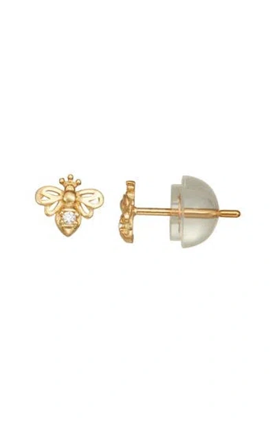 Fzn Kids' Diamond Bee Stud Earrings In Gold