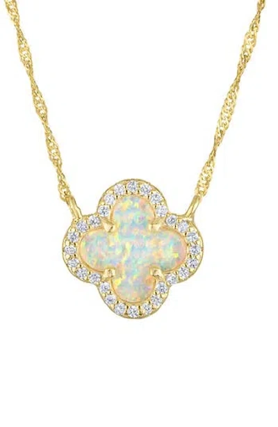 Fzn Kids' Opal Clover Pendant Necklace In Yellow