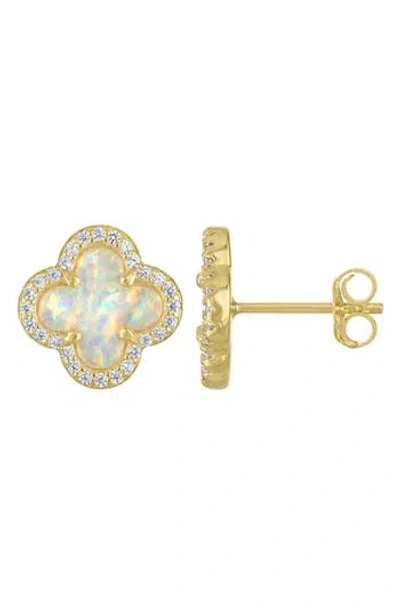 Fzn Kids' Opal Clover Stud Earrings In Gold