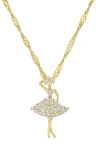 Fzn Kids' Pavé Cubic Zirconia Ballerina Pendant Necklace In Yellow