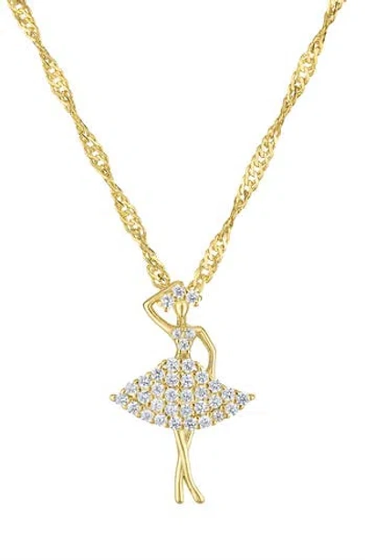 Fzn Kids' Pavé Cubic Zirconia Ballerina Pendant Necklace In Yellow