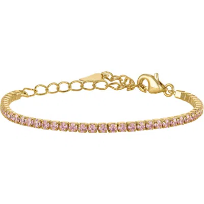 Fzn Kids' Pink Cubic Zirconia Tennis Bracelet In Yellow