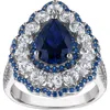 Fzn Lab Created Blue Sapphire Pear Ring In Blue
