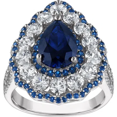 Fzn Lab Created Blue Sapphire Pear Ring