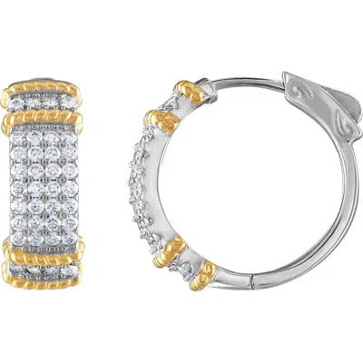 Fzn Lab Created Moissanite Hoop Earrings In White