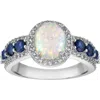 Fzn Lab Created Opal & Sapphire Statement Ring In White/ Blue/ Silver