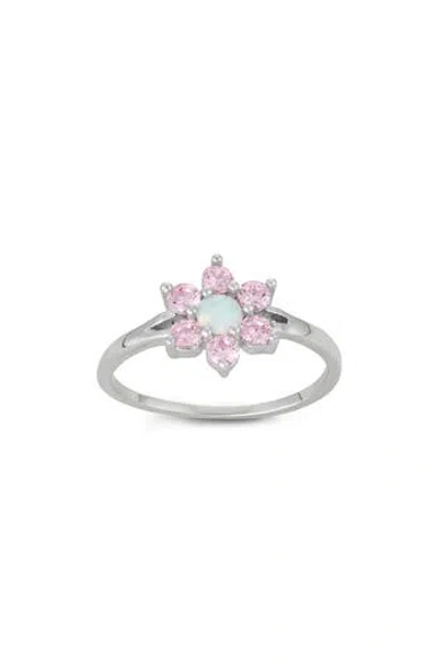 Fzn Lab Created Opal Flower Ring In Pink