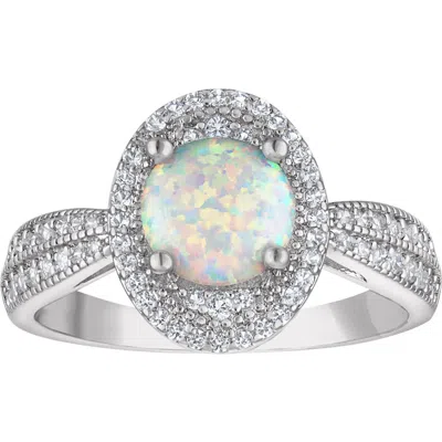 Fzn Lab Created Opal Halo Ring In White