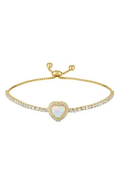 Fzn Lab Created Opal Heart Bracelet In Gold