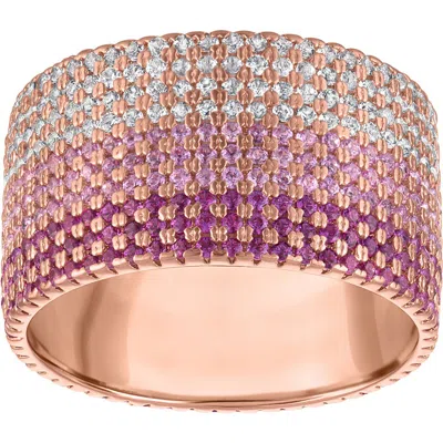 Fzn Lab Created Ruby & Sapphire Band Ring In Pink