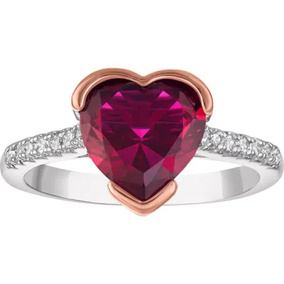 Fzn Lab Created Ruby Heart Ring In White