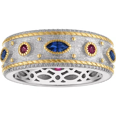 Fzn Lab Created Sapphire & Ruby Ring In White