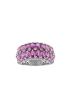 Fzn Lab-created Sapphire Triple Row Ring In Silver/sapphire