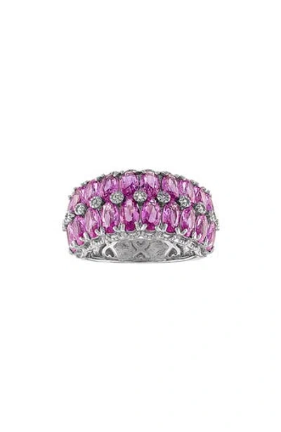 Fzn Lab-created Sapphire Triple Row Ring In Silver/sapphire