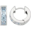 Fzn Lab-created Stone Row Huggie Hoop Earrings In Aquamarine