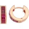 Fzn Lab-created Stone Row Huggie Hoop Earrings In Ruby