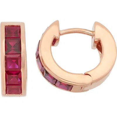 Fzn Lab-created Stone Row Huggie Hoop Earrings In Ruby