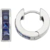 Fzn Lab-created Stone Row Huggie Hoop Earrings In Sapphire