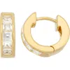 Fzn Lab-created Stone Row Huggie Hoop Earrings In White Sapphire