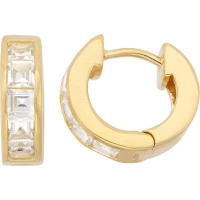Fzn Lab-created Stone Row Huggie Hoop Earrings In Gold