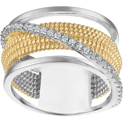 Fzn Lab Created White Sapphire Multi Band Ring In Two Tone